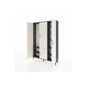 Arges Dolap 7 Raflı 5 Kapaklı Tek Askılı 132x30x195 Antrasit-aytaşı/antrasit