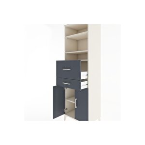 Hyperion Dolap 4 Raflı 2 Çekmeceli 2 Kapaklı 60x44x195 Aytaşı-antrasit