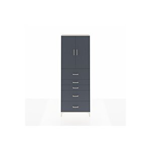 Arges Dolap 3 Raflı 5 Çekmeceli 2 Kapaklı 88x30x243 Aytaşı-antrasit