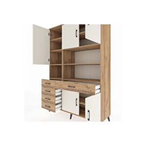 Hyperion Dolap 9 Raflı 5 Çekmeceli 5 Kapaklı 132x44x195 Çam-aytaşı/çam