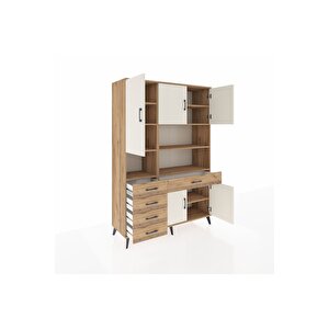Hyperion Dolap 9 Raflı 5 Çekmeceli 5 Kapaklı 132x44x195 Çam-aytaşı/çam