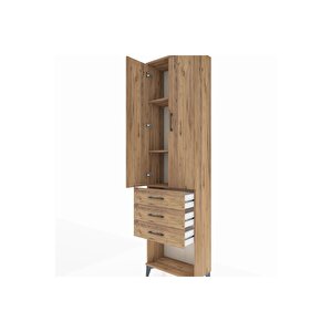 Arges Dolap 3 Raflı 3 Çekmeceli 2 Kapaklı 60x30x221 Çam-çam
