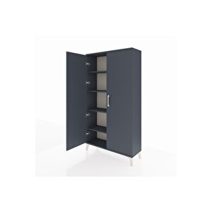 Arges Dolap 4 Raflı 2 Kapaklı 88x30x163 Antrasit-antrasit