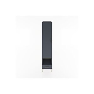 Hyperion Dolap 4 Raflı Tek Çekmeceli Tek Askılı 44x44x221 Antrasit-antrasit