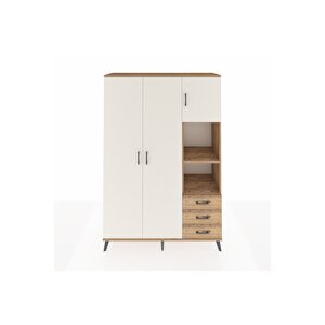 Hyperion Dolap 5 Raflı 3 Çekmeceli Tek Askılı 132x44x195 Çam-aytaşı/çam