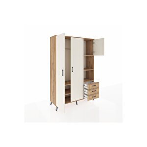 Hyperion Dolap 5 Raflı 3 Çekmeceli Tek Askılı 132x44x195 Çam-aytaşı/çam