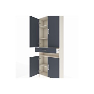 Arges Dolap 5 Raflı Tek Çekmeceli 4 Kapaklı 88x30x221 Aytaşı-antrasit