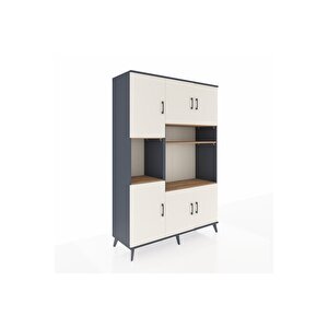 Hyperion Dolap 9 Raflı 6 Kapaklı 132x44x195 Antrasit-aytaşı/çam