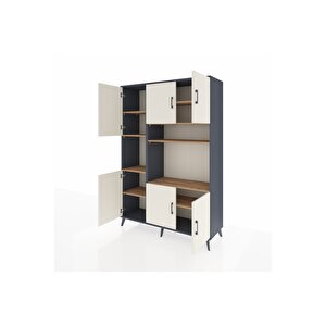 Hyperion Dolap 9 Raflı 6 Kapaklı 132x44x195 Antrasit-aytaşı/çam