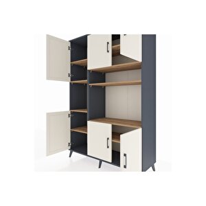 Hyperion Dolap 9 Raflı 6 Kapaklı 132x44x195 Antrasit-aytaşı/çam