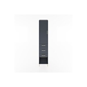 Hyperion Dolap 3 Raflı 3 Çekmeceli Tek Kapaklı 44x44x221 Antrasit-antrasit