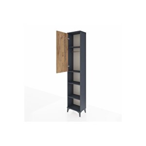 Arges Dolap 4 Raflı Tek Kapaklı Tek Askılı 44x30x221 Antrasit-çam