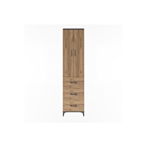 Arges Dolap 4 Raflı 3 Çekmeceli 2 Kapaklı 60x30x243 Antrasit-çam