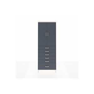 Arges Dolap 3 Raflı 6 Çekmeceli 2 Kapaklı 88x30x243 Aytaşı-antrasit