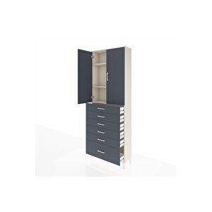 Arges Dolap 3 Raflı 6 Çekmeceli 2 Kapaklı 88x30x243 Aytaşı-antrasit