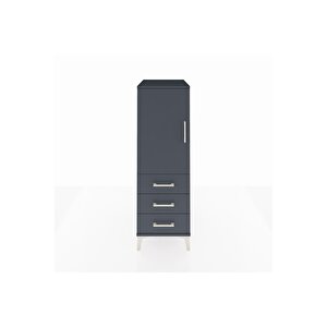 Kronos Dolap 2 Raflı 3 Çekmeceli Tek Kapaklı 44x59x134 Antrasit-antrasit