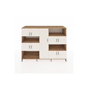 Kronos Dolap 10 Raflı 9 Kapaklı 220x59x163 Çam-aytaşı/çam