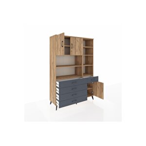 Hyperion Dolap 9 Raflı 5 Çekmeceli 3 Kapaklı 132x44x195 Çam-çam/antrasit