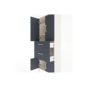 Arges Dolap 3 Raflı 2 Çekmeceli 4 Kapaklı 60x30x163 Aytaşı-antrasit