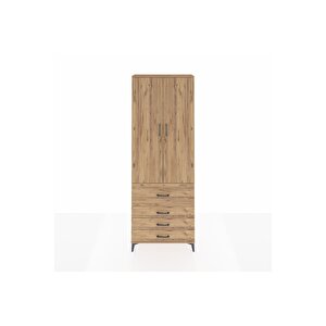 Arges Dolap 3 Raflı 4 Çekmeceli 2 Kapaklı 88x30x243 Çam-çam