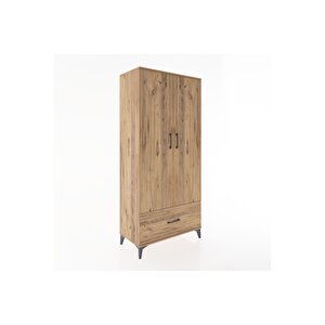 Hyperion Dolap 5 Raflı Tek Çekmeceli 2 Kapaklı 88x44x195 Çam-çam