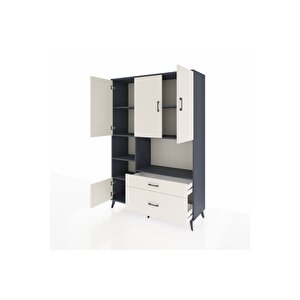 Hyperion Gardrop 7 Raflı 2 Çekmeceli 5 Kapaklı 132x44x195 Antrasit-aytaşı