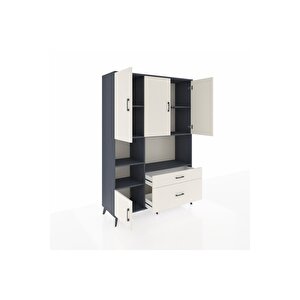 Hyperion Gardrop 7 Raflı 2 Çekmeceli 5 Kapaklı 132x44x195 Antrasit-aytaşı