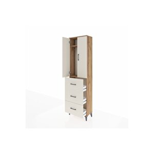 Arges Dolap 2 Raflı 3 Çekmeceli Tek Askılı 60x30x221 Çam-aytaşı