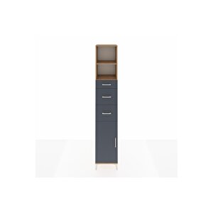 Hyperion Dolap 3 Raflı 3 Çekmeceli Tek Kapaklı 44x44x243 Çam-antrasit