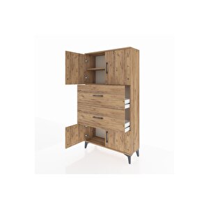 Arges Dolap 2 Raflı 2 Çekmeceli 4 Kapaklı 88x30x163 Çam-çam