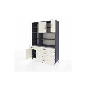 Hyperion Gardrop 9 Raflı 5 Çekmeceli 3 Kapaklı 132x44x195 Antrasit-aytaşı