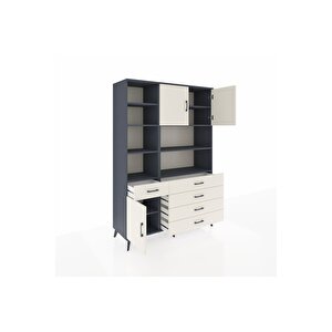 Hyperion Gardrop 9 Raflı 5 Çekmeceli 3 Kapaklı 132x44x195 Antrasit-aytaşı