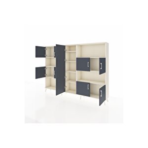 Arges Dolap 10 Raflı 9 Kapaklı 220x30x163 Aytaşı-antrasit/aytaşı