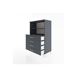 Hyperion Dolap 2 Raflı 4 Çekmeceli 88x44x134 Antrasit-antrasit