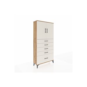 Arges Dolap 2 Raflı 5 Çekmeceli 2 Kapaklı 88x30x182 Çam-aytaşı