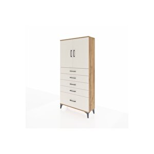 Arges Dolap 2 Raflı 5 Çekmeceli 2 Kapaklı 88x30x182 Çam-aytaşı