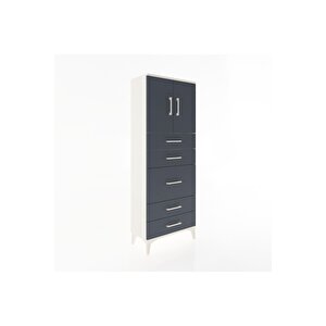 Arges Dolap 2 Raflı 5 Çekmeceli 2 Kapaklı 60x30x163 Aytaşı-antrasit
