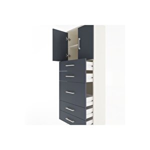 Arges Dolap 2 Raflı 5 Çekmeceli 2 Kapaklı 60x30x163 Aytaşı-antrasit