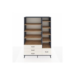 Hyperion Dolap 9 Raflı 4 Çekmeceli  132x44x195 Antrasit-çam/aytaşı