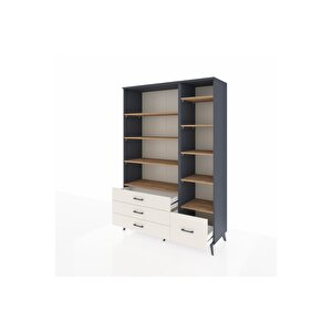 Hyperion Dolap 9 Raflı 4 Çekmeceli  132x44x195 Antrasit-çam/aytaşı