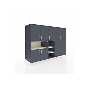 Kronos Dolap 13 Raflı 7 Kapaklı 220x59x163 Antrasit-antrasit/aytaşı