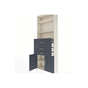 Arges Dolap 4 Raflı 3 Çekmeceli 2 Kapaklı 88x30x243 Aytaşı-antrasit