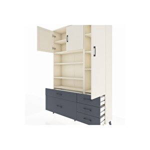 Arges Dolap 9 Raflı 5 Çekmeceli 3 Kapaklı 132x30x195 Aytaşı-aytaşı/antrasit