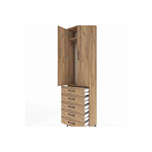 Arges Dolap 2 Raflı 5 Çekmeceli Tek Askılı 60x30x221 Çam-çam