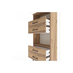 Arges Dolap 2 Raflı 4 Çekmeceli 60x30x134 Çam-çam