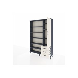 Arges Gardrop 9 Raflı 3 Çekmeceli Tek Kapaklı  132x30x195 Antrasit-aytaşı