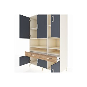 Kronos Dolap 8 Raflı 2 Çekmeceli 6 Kapaklı 132x59x195 Aytaşı-antrasit/çam