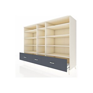 Kronos Dolap 12 Raflı 3 Çekmeceli  220x59x163 Aytaşı-aytaşı/antrasit