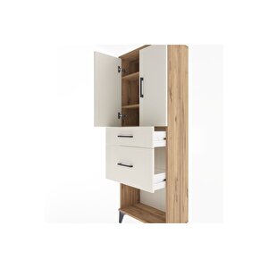 Arges Dolap 3 Raflı 2 Çekmeceli 2 Kapaklı 60x30x163 Çam-aytaşı