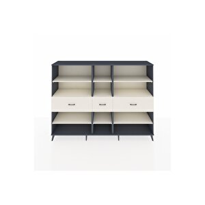 Hyperion Dolap 9 Raflı 3 Çekmeceli  220x44x163 Antrasit-aytaşı